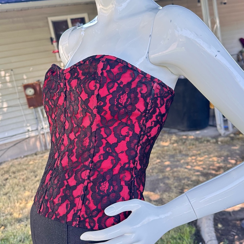 Victoria's Secret Red and Black Lace Bustier